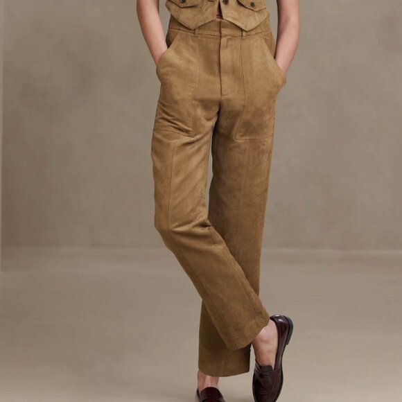 Banana Republic Vegan Suede Straight Leg Pants - Picture 1 of 14